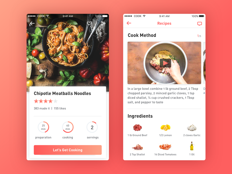 cooking app#1 by Loong on Dribbble
