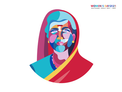 savitribai Phule- Women's day 2021 brave women flat colors illustration womens day