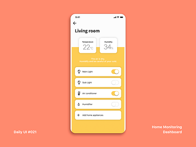 Daily UI #021 Home Monitoring Dashboard app dailyui dailyui021 home home monitoring home monitoring dashboard interface ui