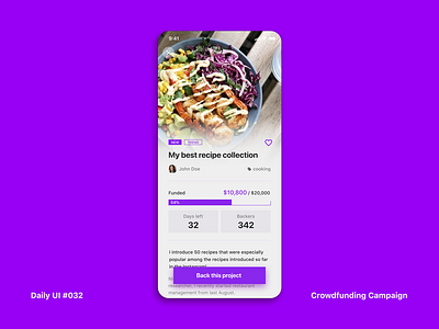 Daily UI #032 Crowdfunding Campaign app crowdfund crowdfunding crowdfunding campaign dailyui dailyui 032 interface ui