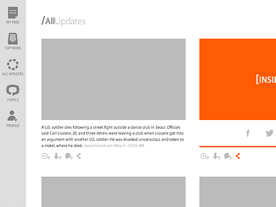 Inside - News Feed layout ui ux