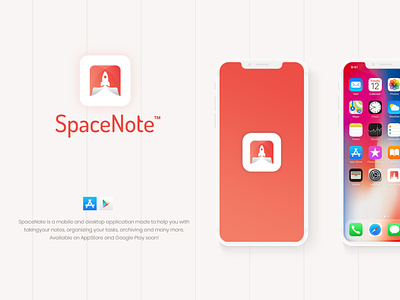 Space Note app application icon logo notes paper rocket space spaceship