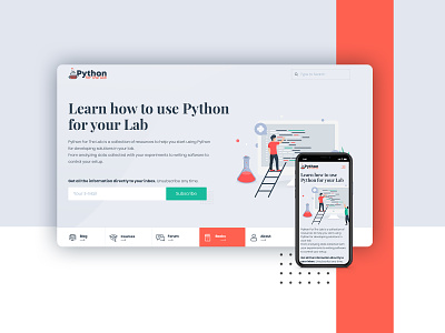 Python Home Page blog coding color palette homepage illustration lab python subscribe tutorials ui
