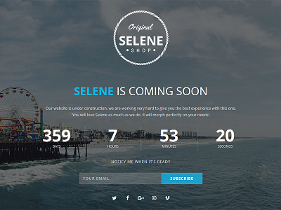 Selene - Responsive Coming Soon Template ajax athenastudio coming soon countdown timer php responsive retina selene slideshow subscribe theme youtube