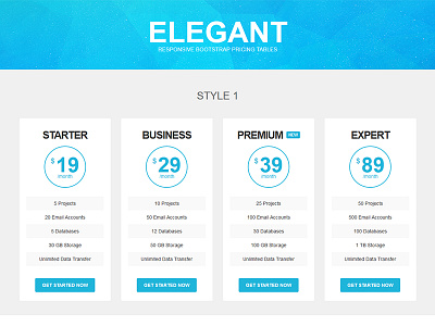 Elegant - Responsive Bootstrap Pricing Tables