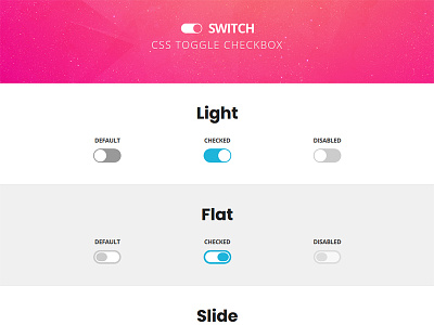 Switch - CSS Toggle Checkbox athenastudio checkbox classic color default disabled flat light slide switch toggle