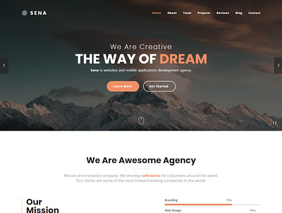 Sena - Responsive One Page Parallax Template athenastudio bootstrap contact fontawesome linea onepage parallax portfolio responsive retina sena slider sticky template video
