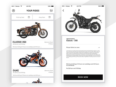 Bike On Rent application bike creative dribbble motorcycle ui