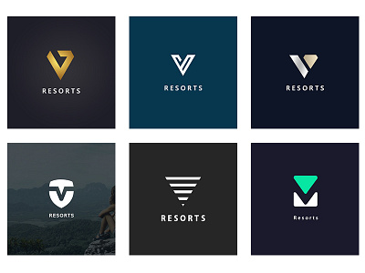 V Resort Logo branding hotel icon logo simple vacation vresort water wave