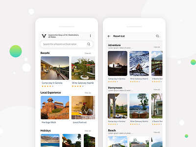 Resorts Booking UI booking design home list resort resorts room ui ux
