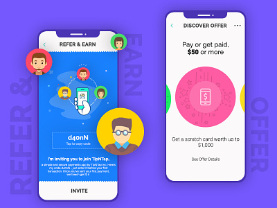 Refer Earn discover earn invite ios offer pay refer ui uidesign