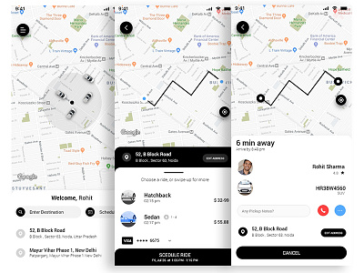 Ride Sahring App android designs destination ios location pickup ride rideshare schedule ui