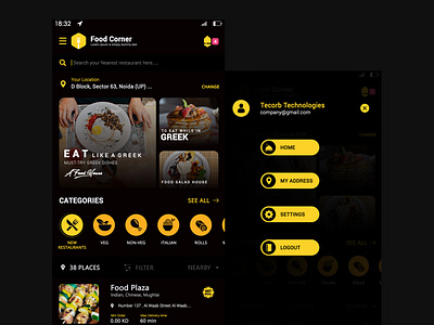 Food Application Dark Theme Concept