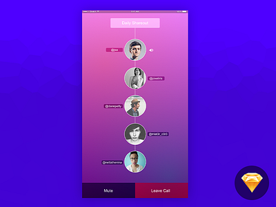 Partyline App UI app call group ios sketch