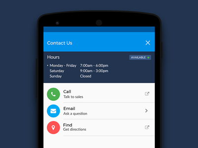 Contact Us android fontawesome material design mobile