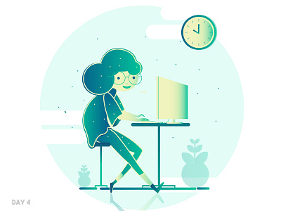 It'ss 10'O Clock And Its Time To Work adobe illustrator character clean colors dribbble flat illustration vector