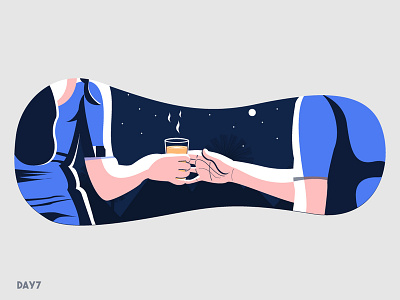 Chai☕ & Chand🌙... adobe adobe illustrator character clean color colors illustration vector