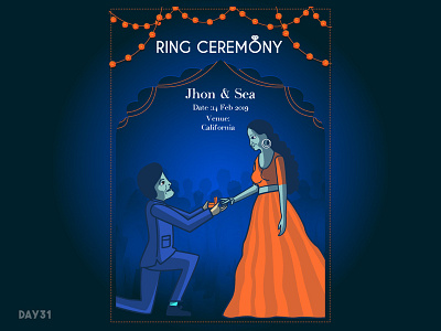 Ring Ceremony Card design adobe adobe illustrator card charachter design character character art clean color colors desiginspiration design design agency dribbble flat illustration ring ringceremony ui 100day vector vector art