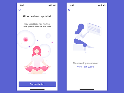 recent work character empty empty state flat illustration meditation ui ux