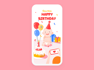Birth card baby birthcard birthday charactor design happy illustration present ui