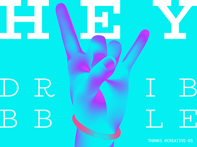 Hey Dribbble! debut fingers first shot hand invite rock