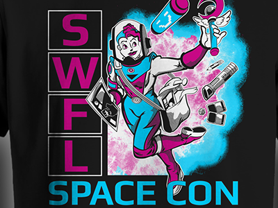 SWFL Space Con T shirt Mock Up adobe character design comics custom brushes illustrator jedi lightsaber mock up nerdy girl sailor moon t shirt design vector art