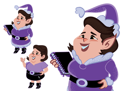 Jolly Fat Elf Logo Sticker character design christmas elf logo purple scrapbook sticker vector xmas