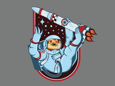 Space Sloth adobe illustrator caricatures character designs astronaut galaxy outer space patch rocket sticker tshirt vector