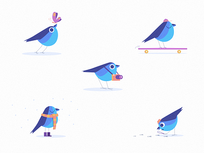 Birdie Illustrations app design cute character empty states illustration mobile