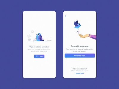 No internet connection & Reset password empty state illustration mobile ui