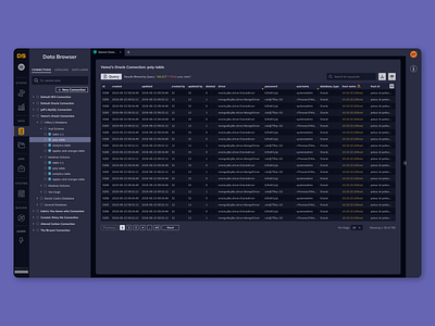 Tabular data sets dark mode desktop table ui web app