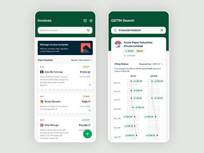 Invoices and GSTIN Search mobile ui template ui uiux