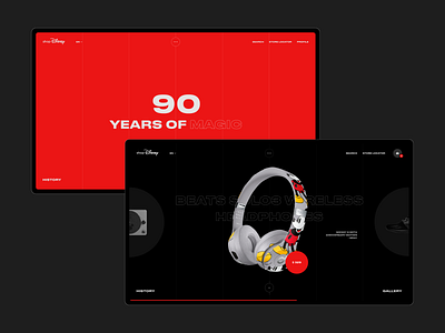 90 Years Of Mickey Mouse black black and red e commerce fashion grid minimal obys photo red shop typography ui ux webdesign
