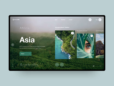 AroundMe africa animation asia grid helvetica interaction interface muzli obys photo search travel trip typography ui ux webdesign