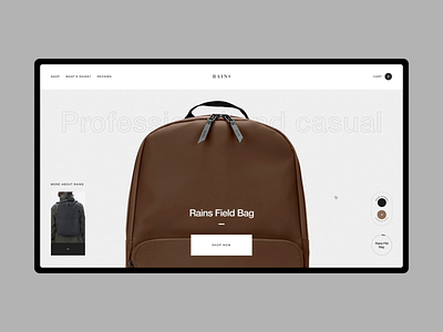 Rains animaiton backpack concept e-commerce fashion grid helvetica interaction minimalism obys photo promo typography ui ux web webdesign