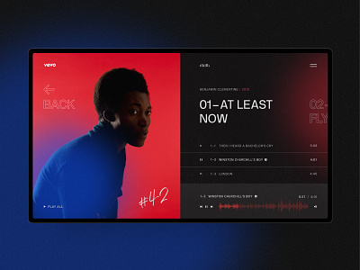 Vevo Concept black concept fashion gradient grid interface music obys photo player typography ui ux webdesign