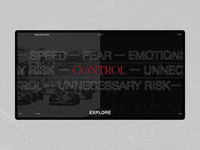 Niki Lauda animation black fashion grid helvetica history lauda minimalism obys parallax race typography ui ux webdesign