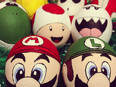 Mario Easter Eggs acrylic easter eggs mario nintendo paint