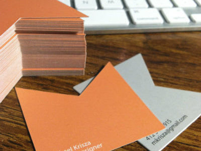 Business Cards branding business cards die cut gray grey identity orange