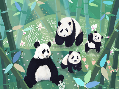 Panda Family Illustration By Nadia Azariyeva On Dribbble