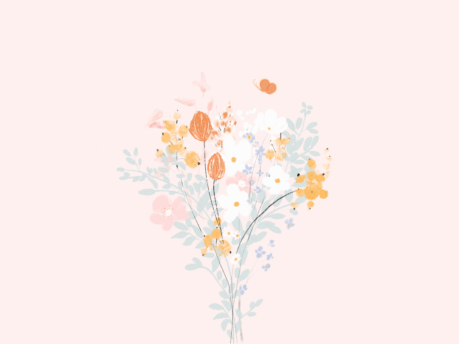 Modern bouquet artistic botanical butterfly contemporaryart contemporaryillustration cover design digital artist digital artwork digital illustration digital painting femeinine design feminine gif animated gif animation hygge modern illustration muted colors pastel color soft colors