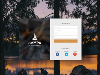 Campr Sign Up branding camping form outdoors sign up form ui ui design