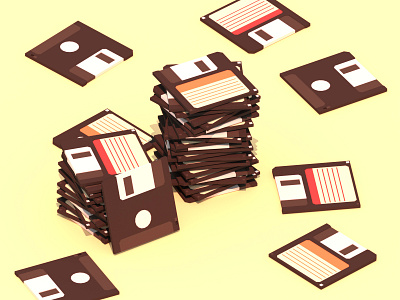 Floppy Disks 3d blender floppy disk illustration low poly lowpoly minimalist retro
