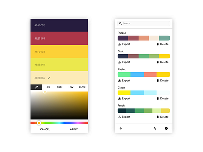 Pigments - Color Scheme Generator android app app ui color generator interface mobile mobile app palette generator ui uiux ux