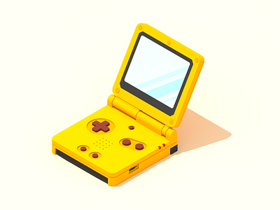 Nintendo Game Boy Advance SP 3d blender blender3d gaming illustration low poly lowpoly nintendo