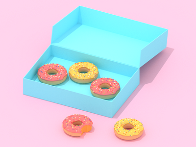 Donuts 3d donuts doughnut food illustration low poly lowpoly vaporwave