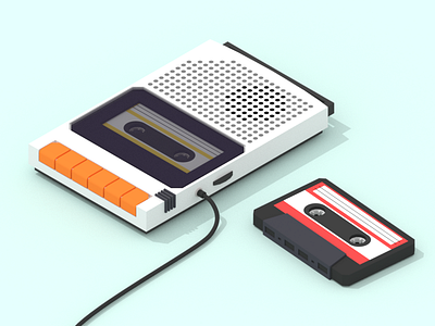 Cassette Player 3d cassette illustration low poly lowpoly music player