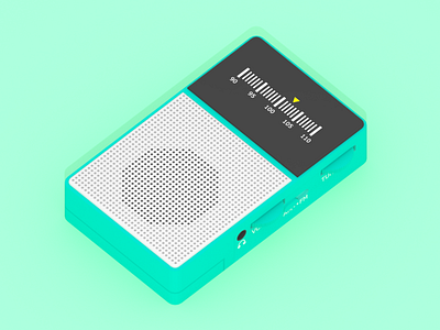 Pocket Radio electronics isometric low poly lowpoly minimalist pocket radio turquoise