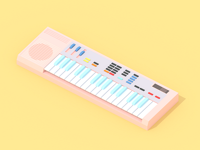 Casio SK-1 3d blender cute illustration low poly lowpoly minimalist old retro sampler synthesizer vaporwave