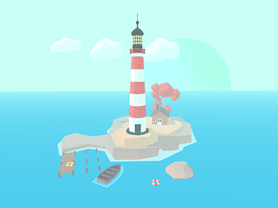 Lighthouse 3d blender game illustration indiegame indiegames low poly lowpoly sea unity